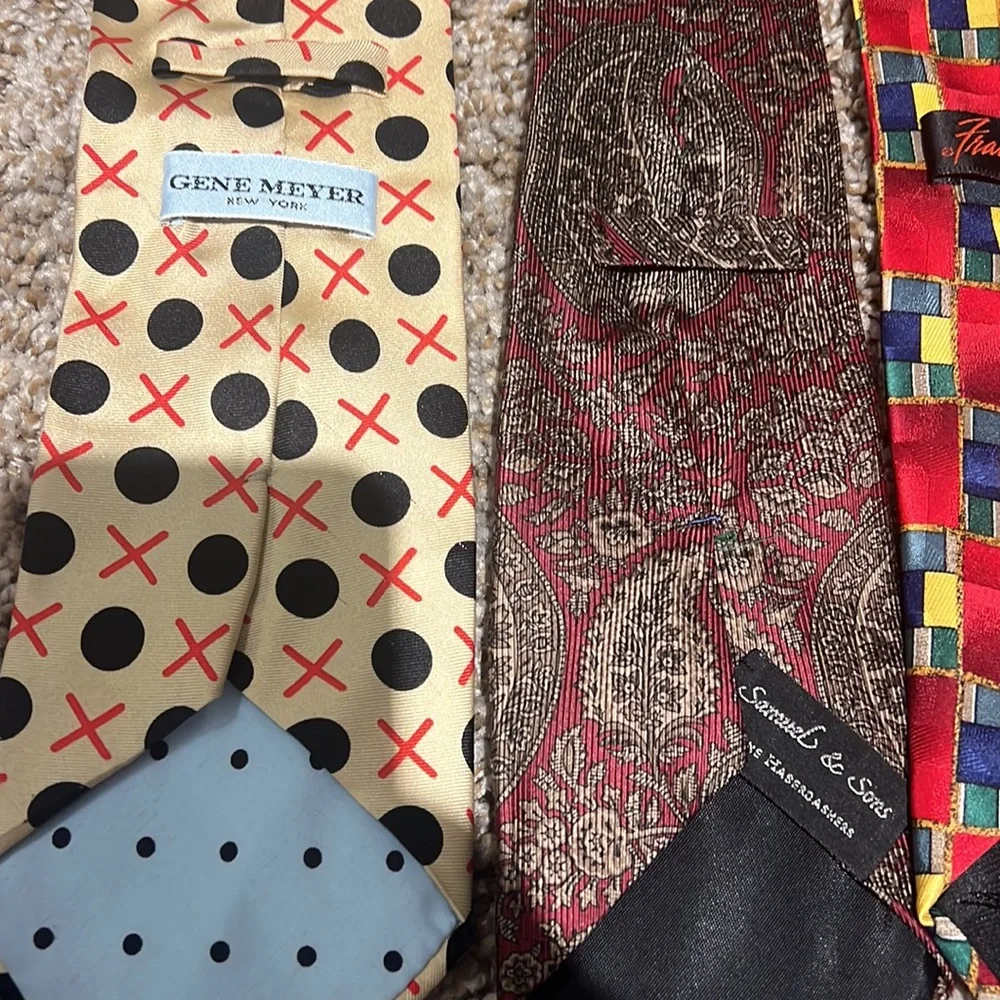 Men’s tie bundle cool retro vintage bright colorful unique paisley polka dot - Picture 3 of 6